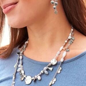 Stella & Dot Metal Bubbles Mini Statement Necklace Silver